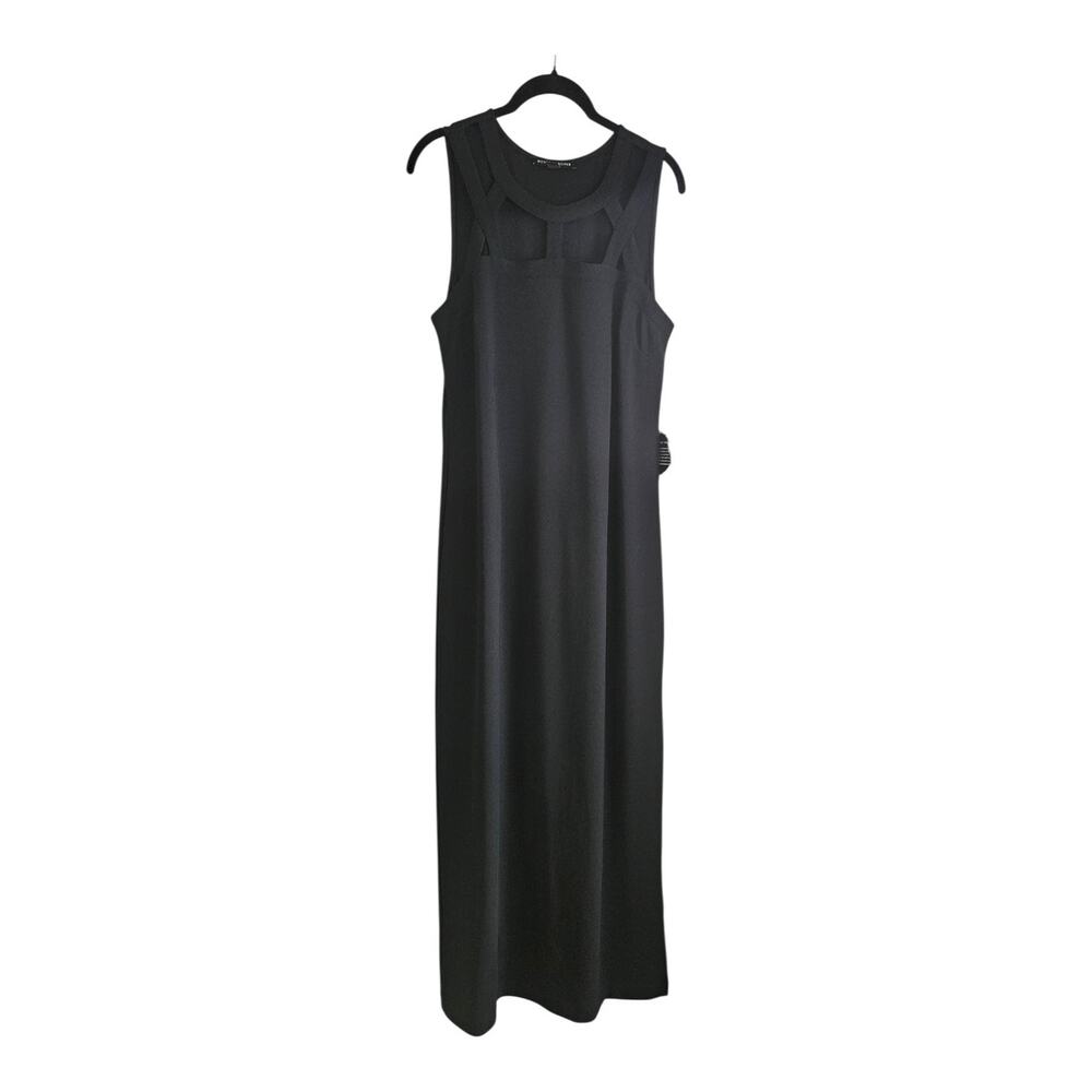 NWOT Boston Proper Maxi Dress Sleeveless Cutout Neckline Stretch Black Side Slit